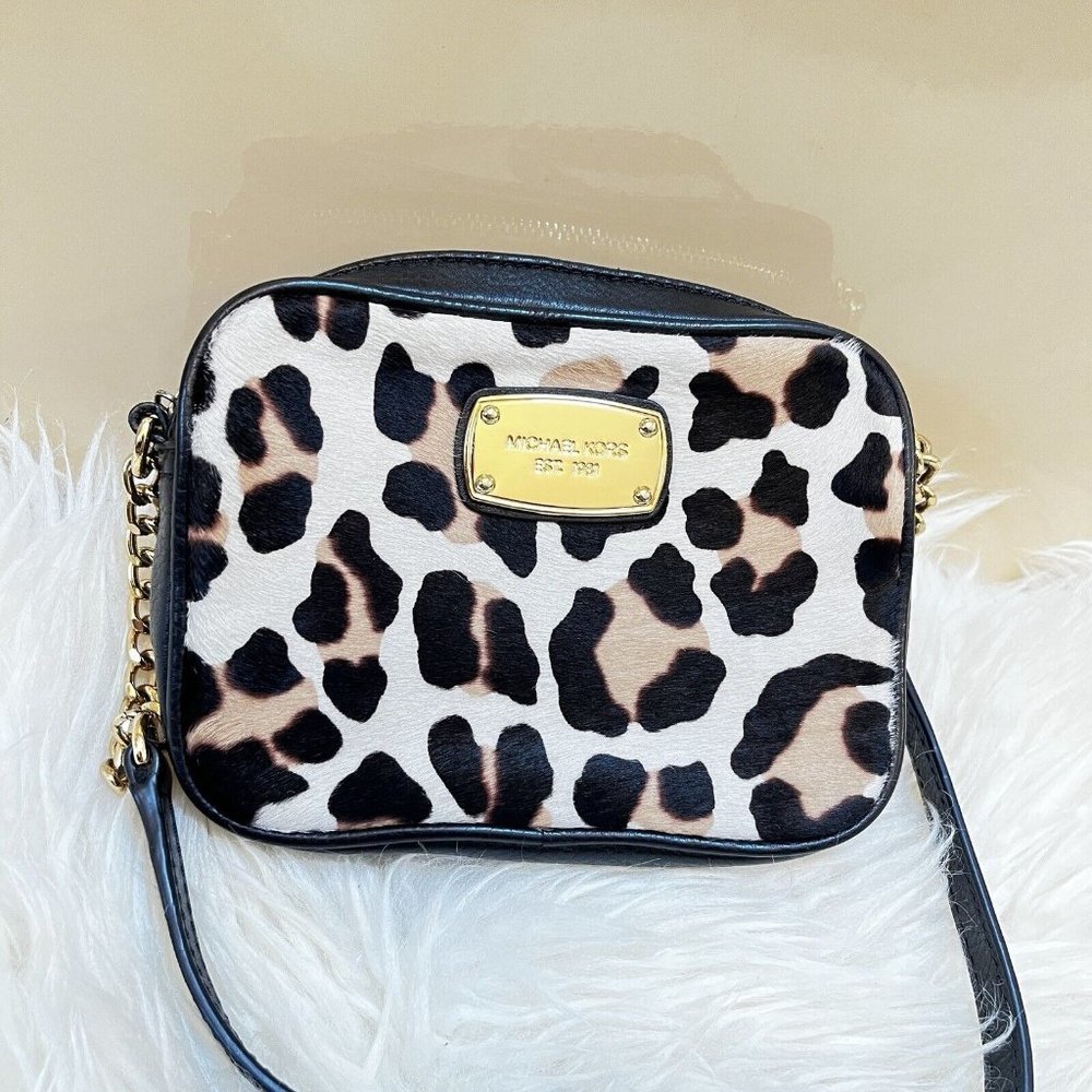Michael Kors Asia Ocelot Animal Print Calf Hair Crossbody Hand Shoulder Bag - Picture 2 of 9